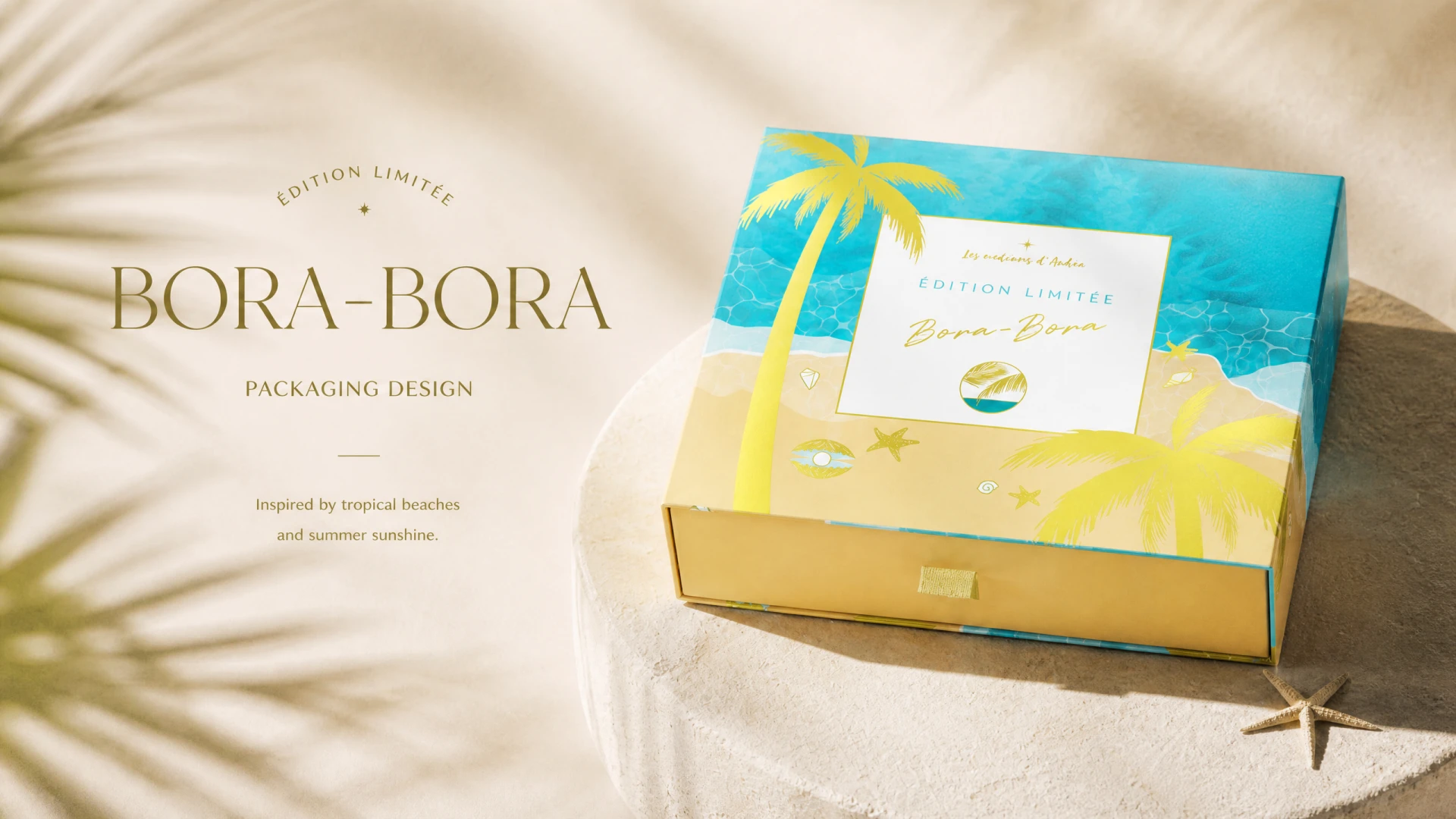 Bora-Bora package composition showing the front panel and palm illustration.