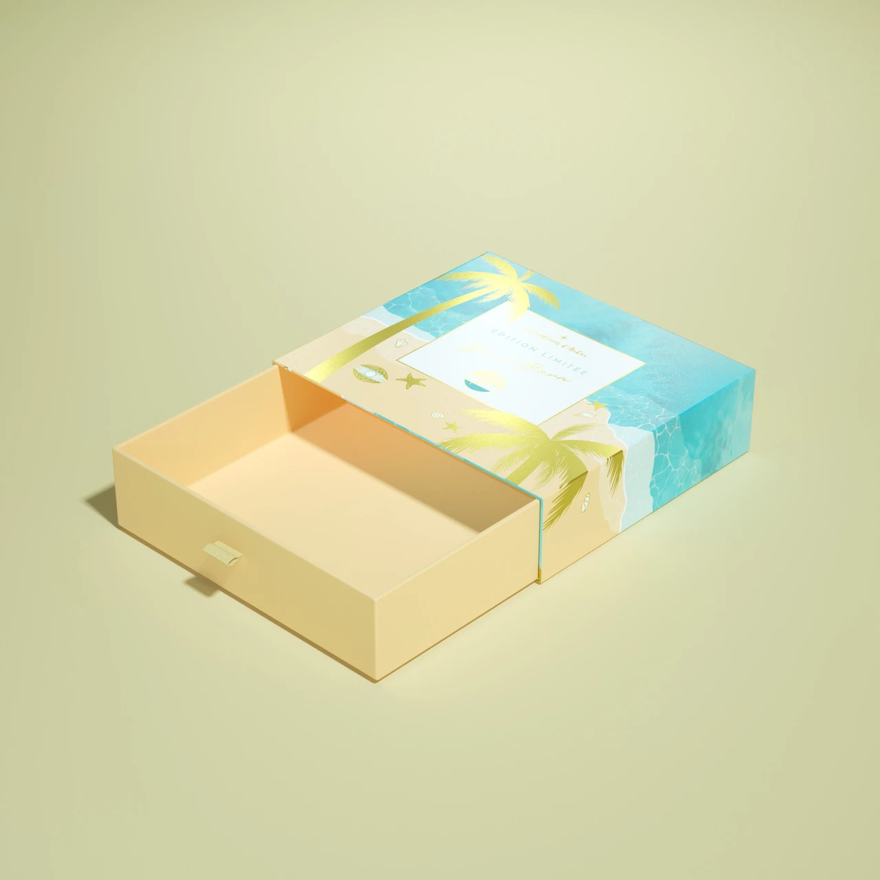Bora-Bora packaging family shown as a coordinated set of boxes and cards.