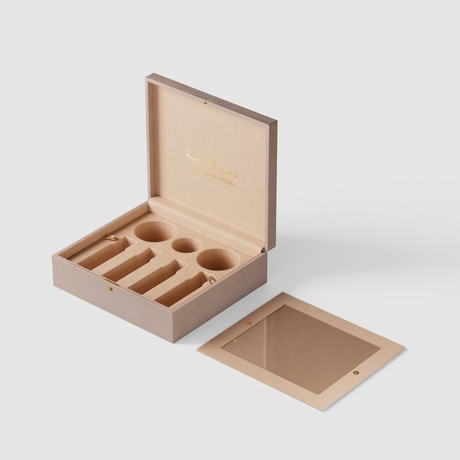 Luxury Flip Box shown open with its fragrance presentation arranged inside.
